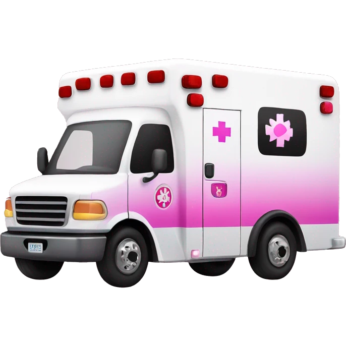 Pink ombre ambulance truck with glitter emoji