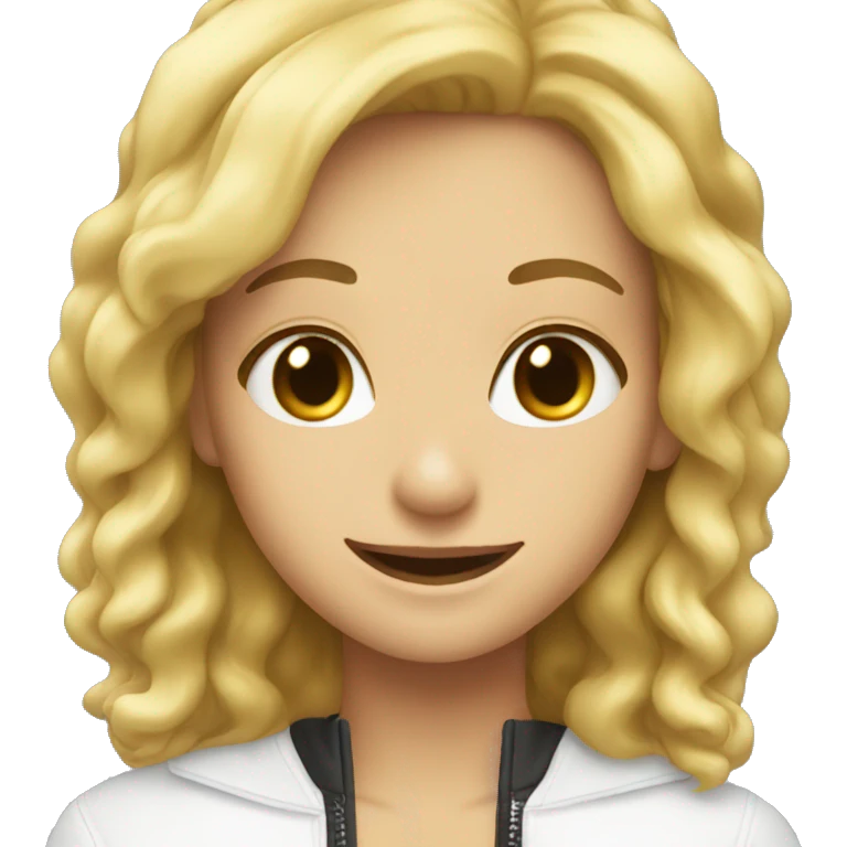 blonde girl smiling with zipper emoji