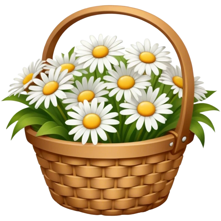 light brown basket with white daisies emoji