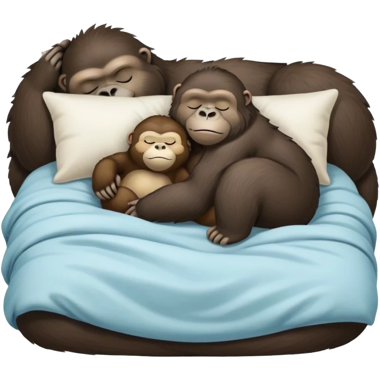Otter and gorilla sleeping in bed  emoji