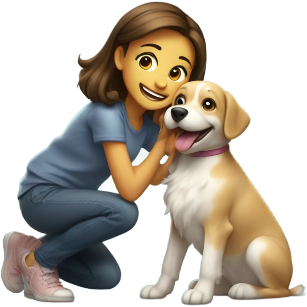 smiling girl with dog outdoors emoji
