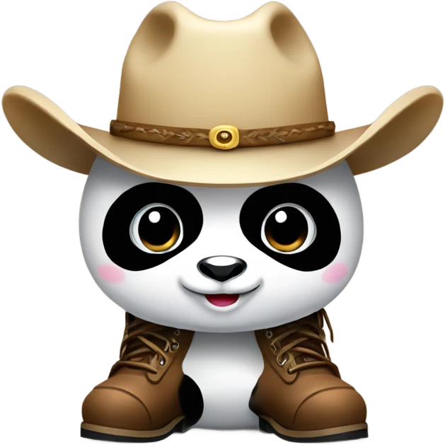 Panda with cowboy boots and cowboy hat  emoji