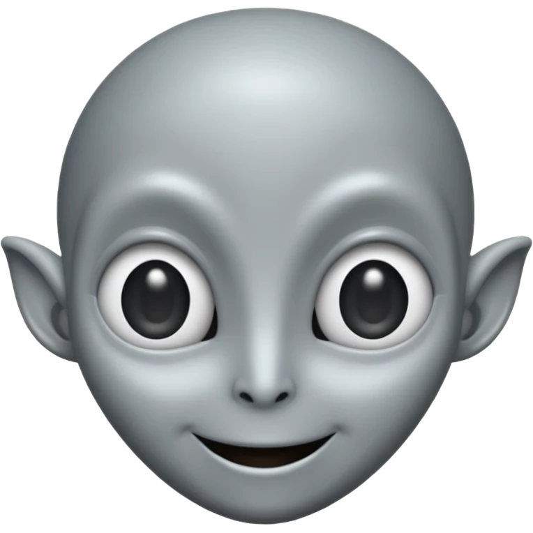 Classic grey alien, elongated head, cute cartoon emoji, no background emoji