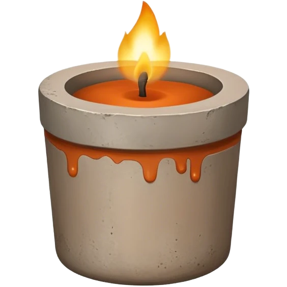 candle in a concrete vessel terracotta color  emoji