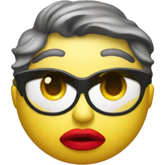 Yellow emoji face with big red lips emoji