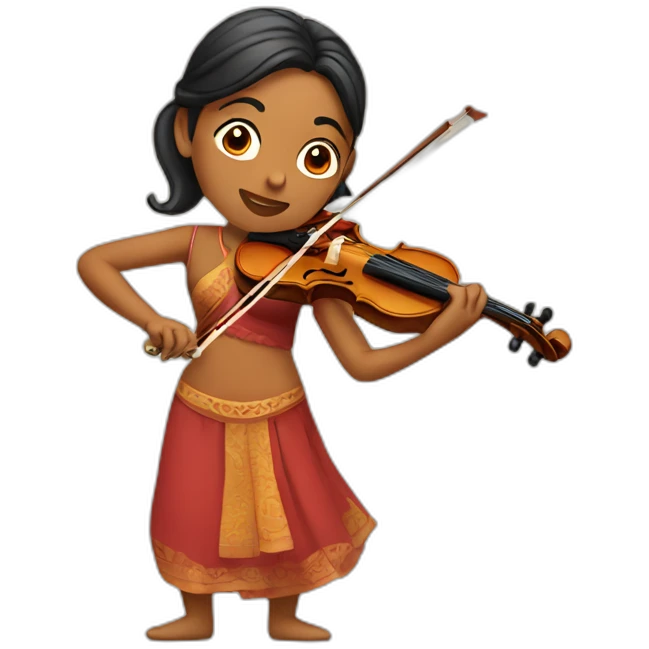 an indian woman playing a violin emoji