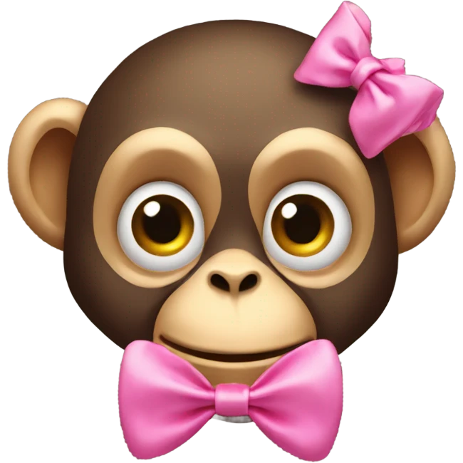 Monkey with a pink bow blowing a kiss emoji