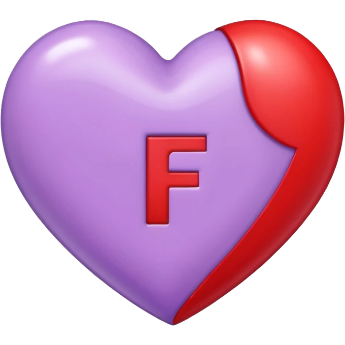 un corazon rojo CON LA LETRA F EN EL CENTRO DE COLOR LILA emoji