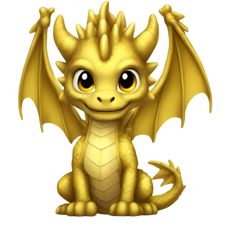 Beautiful dragon little and gold full body emoji