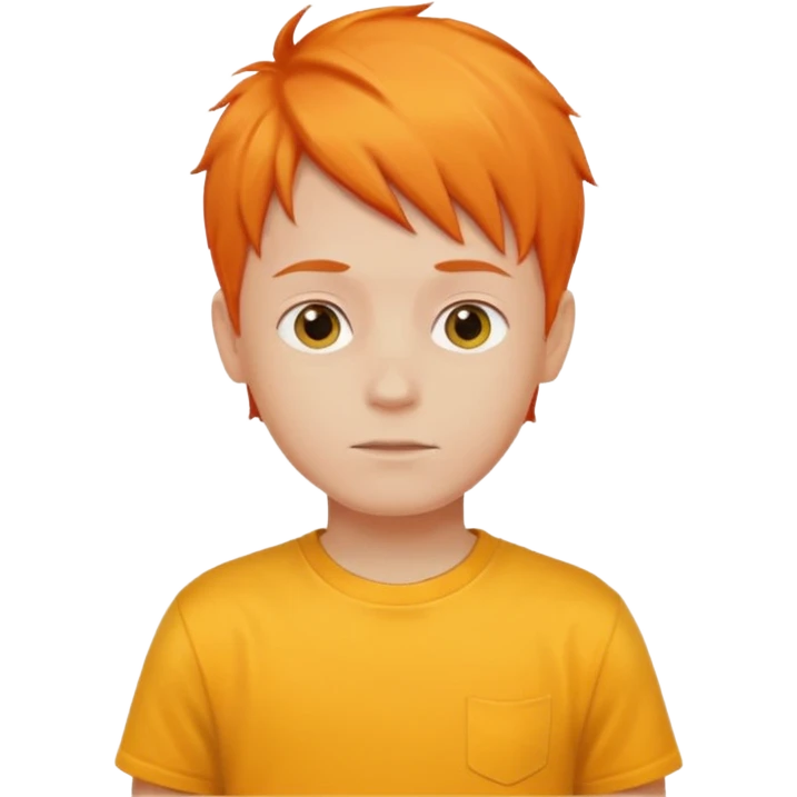 orange hair boy yellow t shirt emoji