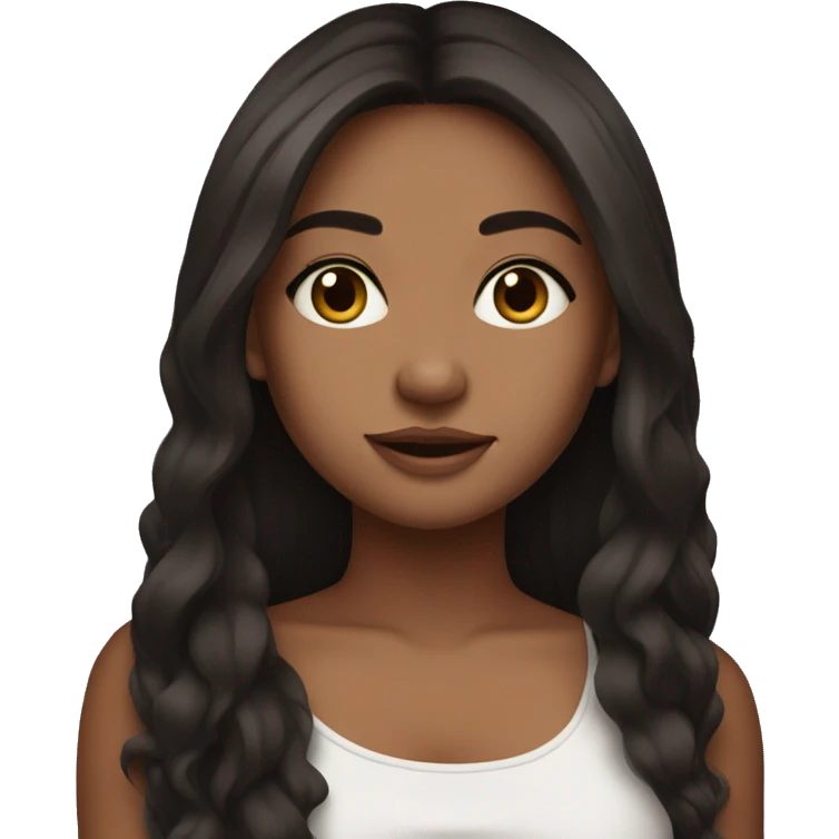 hot cute girl with long dark brown hair wearing crop top emoji