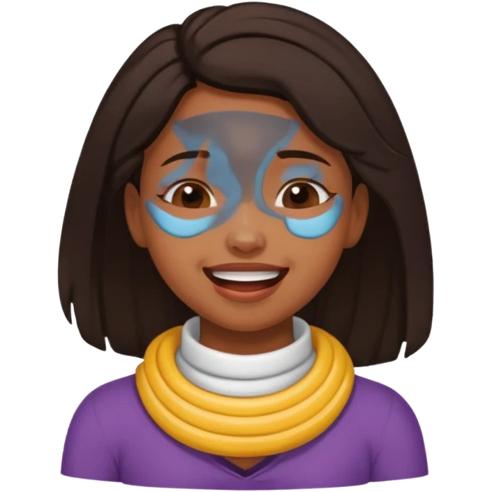 Black girl smiling eyes closed while choking herself on her neck  emoji