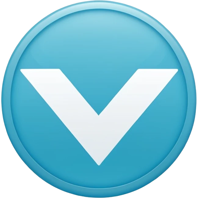 A small solid cyan-blue circle with a centered bright white check mark, clean and minimal, symbolizing trust and distinction emoji