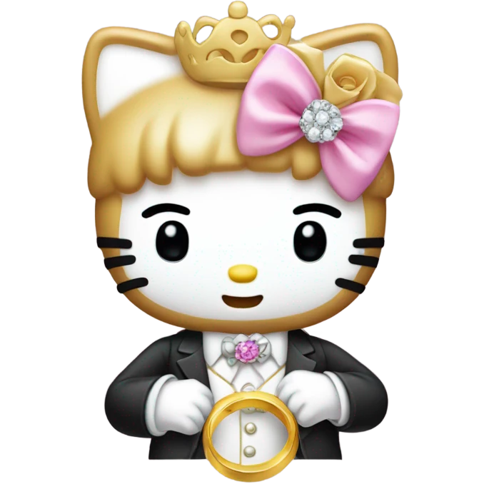 male hello kitty with wedding ring emoji