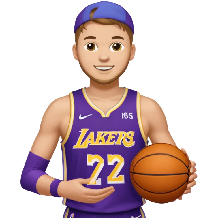 Luka doncic in Lakers uniform with basketball emoji