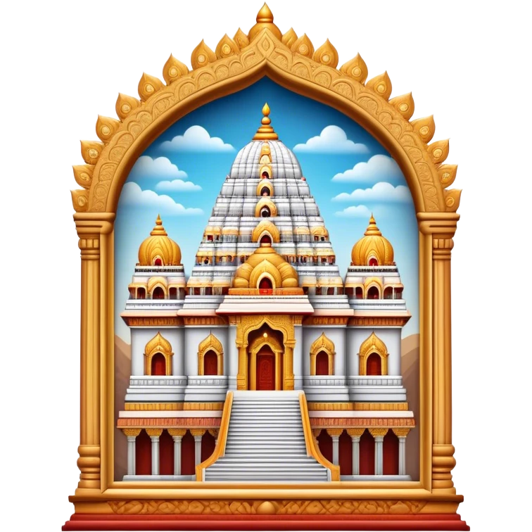 Cinematic Realistic Tirupati Balaji Temple Landmark Emoji, depicted with intricate carvings and spiritual aura rendered with lifelike detail and radiant, divine lighting. emoji