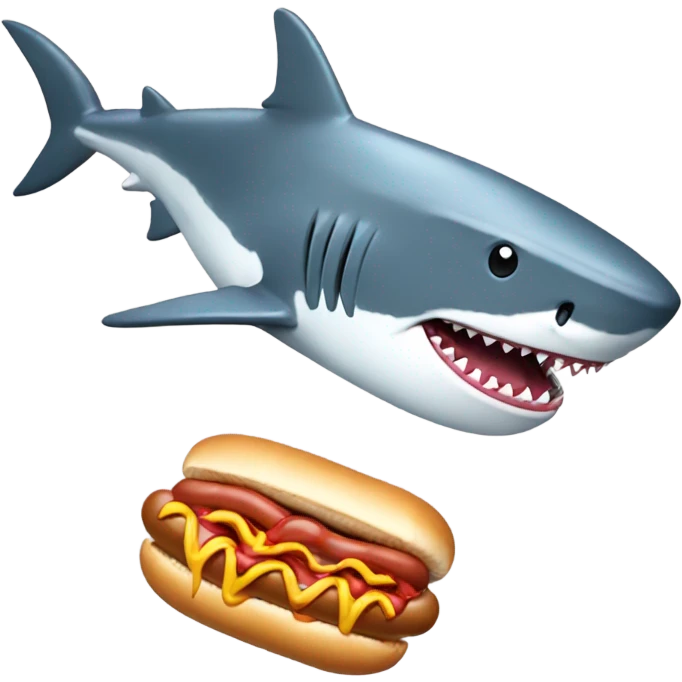 Shark with a hotdog with mayonnaise  emoji