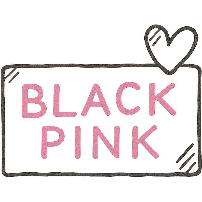 BLACKPINK-inspired object, black and pink colors, sketchy and artistic hand-drawn icon emoji