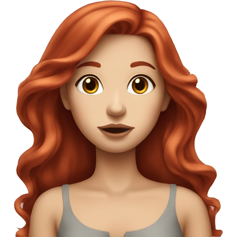 Red hair girl, with long hair, big lips emoji