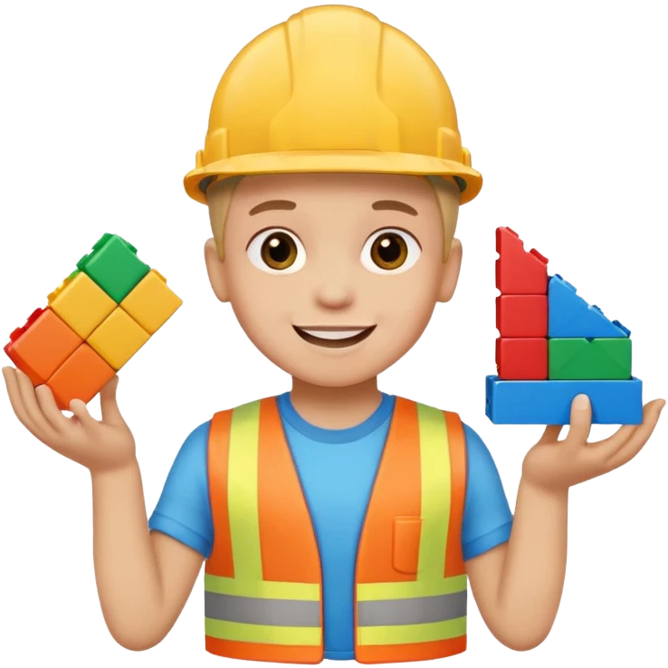 apple style emoji of a child holding a piece of a broken city construction set emoji