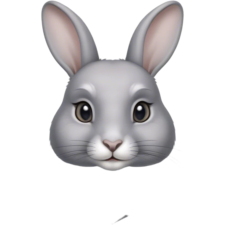 Cinematic Noble Grey Rabbit Portrait Emoji, Poised and regal, with a compact, graceful build and a smooth, elegant grey fur, long, delicate ears and deep-set soulful grey eyes, Simplified yet sharp and sophisticated features, highly detailed, glowing with a soft, dignified glow, high shine, intelligent and serene, stylized with an air of refined subtlety, focused and attentive, soft glowing outline, capturing the essence of a watchful and confident companion, so majestic it feels as though it could hop out of the screen with effortless authority! emoji