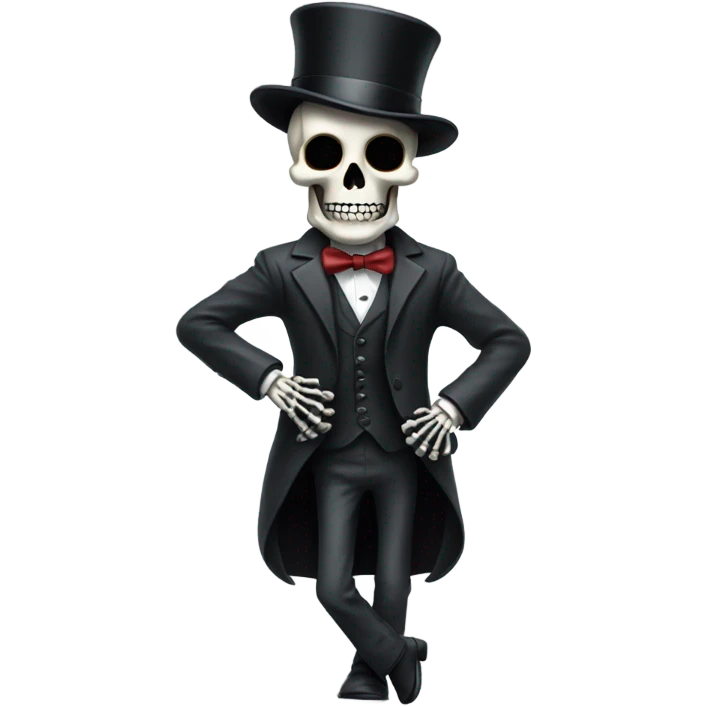 Skeleton with short top hat and a suit emoji