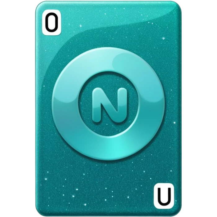 Teal Glittery uno reverse card that says no u in the middle emoji