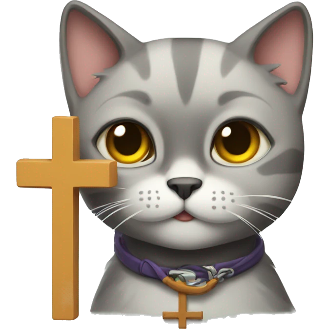 Cat with a cross in his hand  emoji
