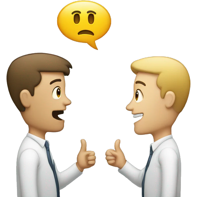 man talking with another man make speech bubble to indicate they are talking emoji
