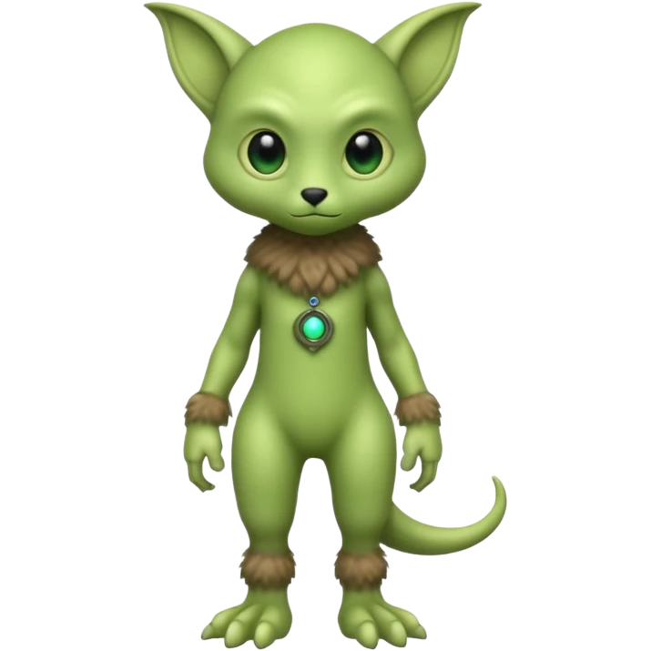 full body cute humanoid peacefull alien furry with 2 legs and eye stalks stands upright and looks intelligent ...wears clothing emoji