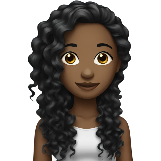 pretty black girl with long curly black hair  emoji