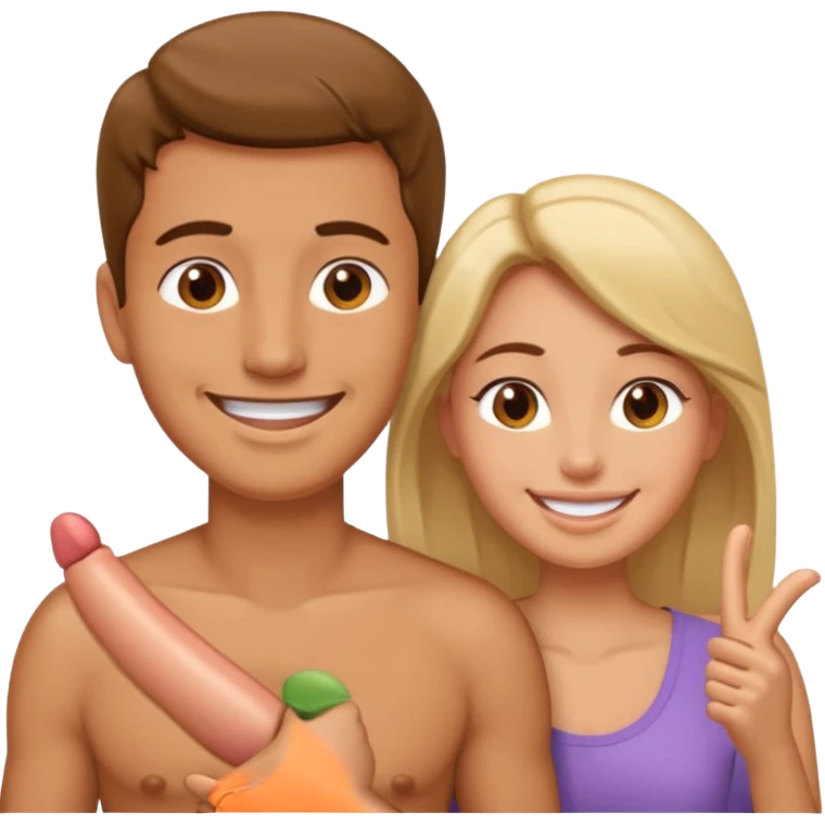 Erect penis man and woman massage  emoji
