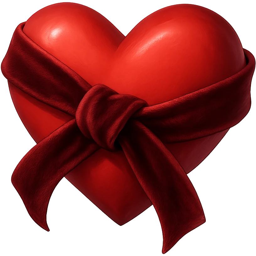 heart with a velvet ribbon wrap, digital illustration, no background emoji