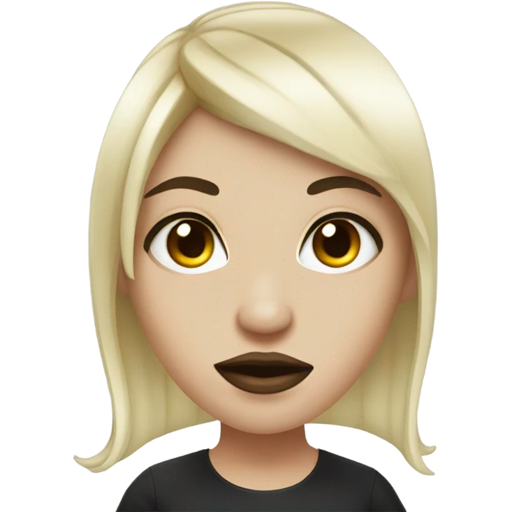 white woman with black hair with bangs, with a septum piercing and snake bite piercing emoji