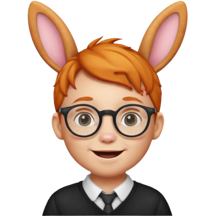 bunny ear wearing ginger small kid spectacled emoji