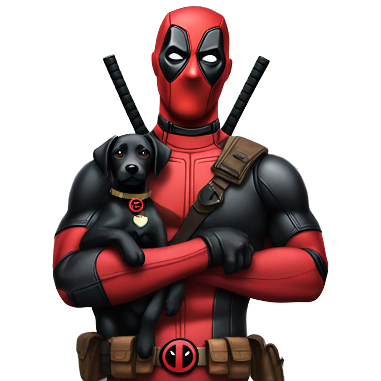Deadpool holding black lab emoji