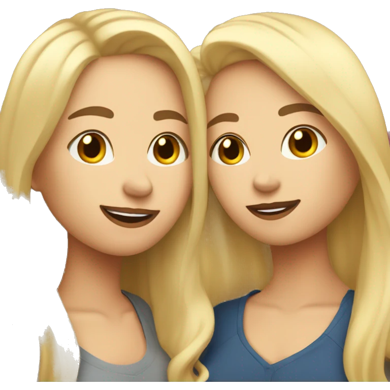 Lesbian couple with a tall blonde woman with long straight hair kissing short woman with brunette wavy hair emoji