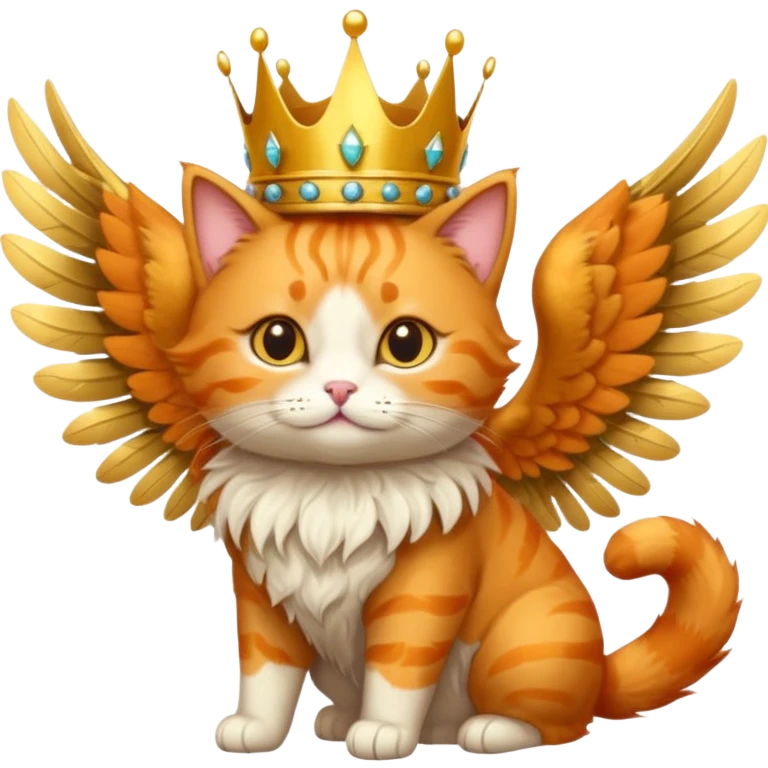An orange cat with wings wearing a crown  emoji