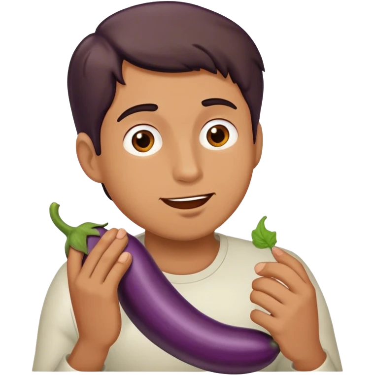 Man eating eggplant emoji