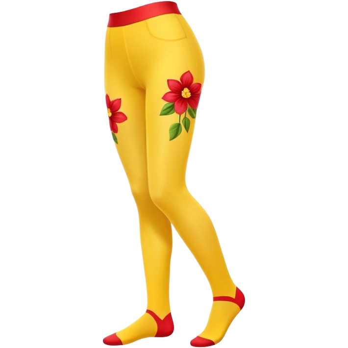 yellow tights decorated with red flowers, clean and bold emoji