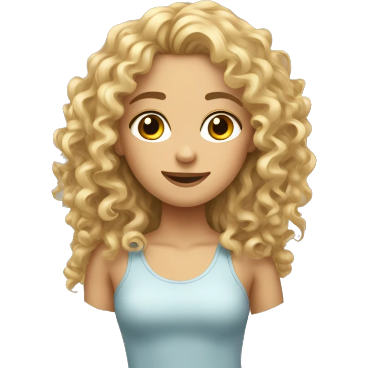 blonde curly girl at the side her friend brune emoji