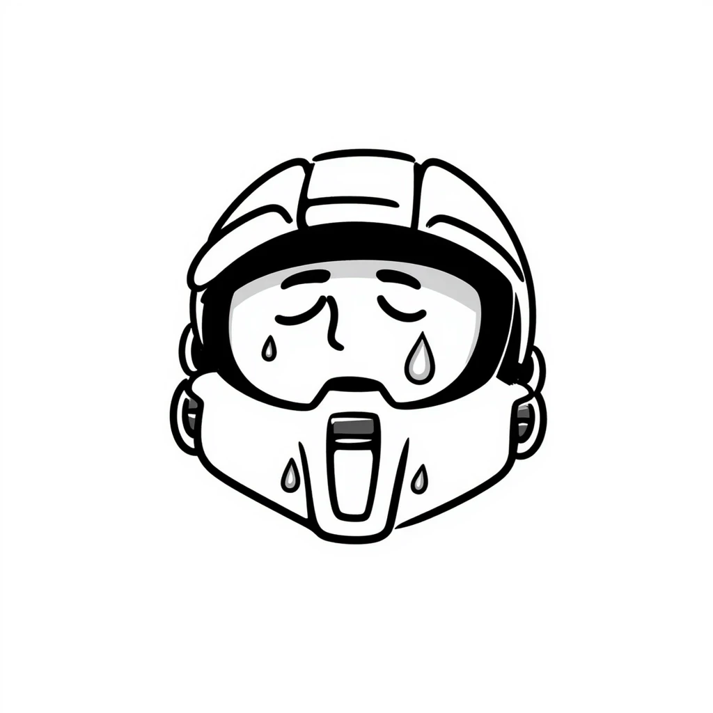 Master Chief with tears streaming down his helmet emoji