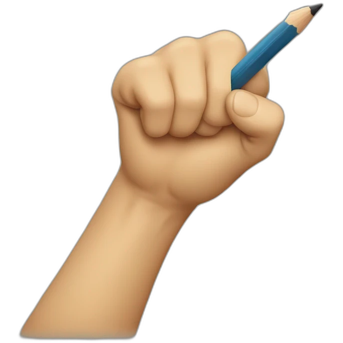hand holding a big pencil in fist emoji