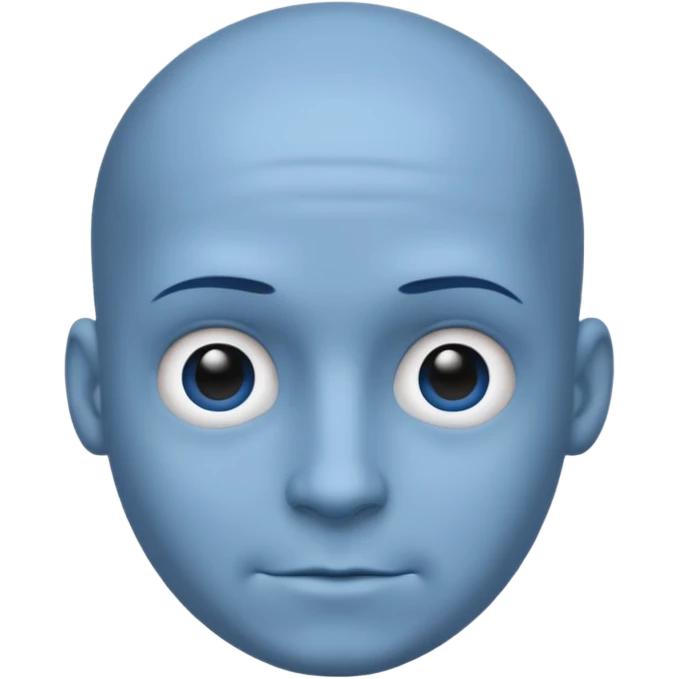 Bald male emoji with blue skin, no smile, like neutral face, but with a big head / forehead emoji