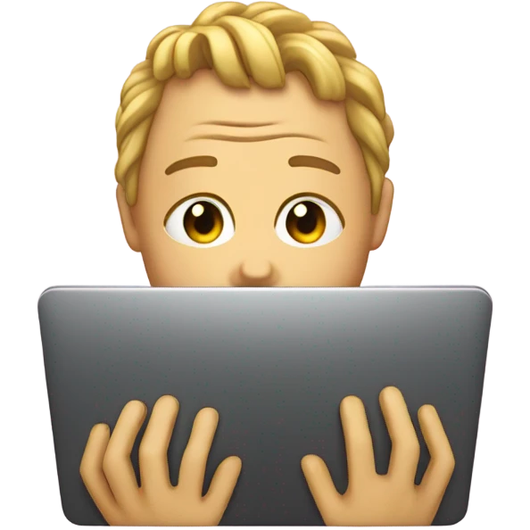 hands on head mouth zipped close and laptop closed emoji emoji