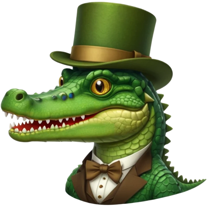 Crocodile with a top hat and monocle emoji