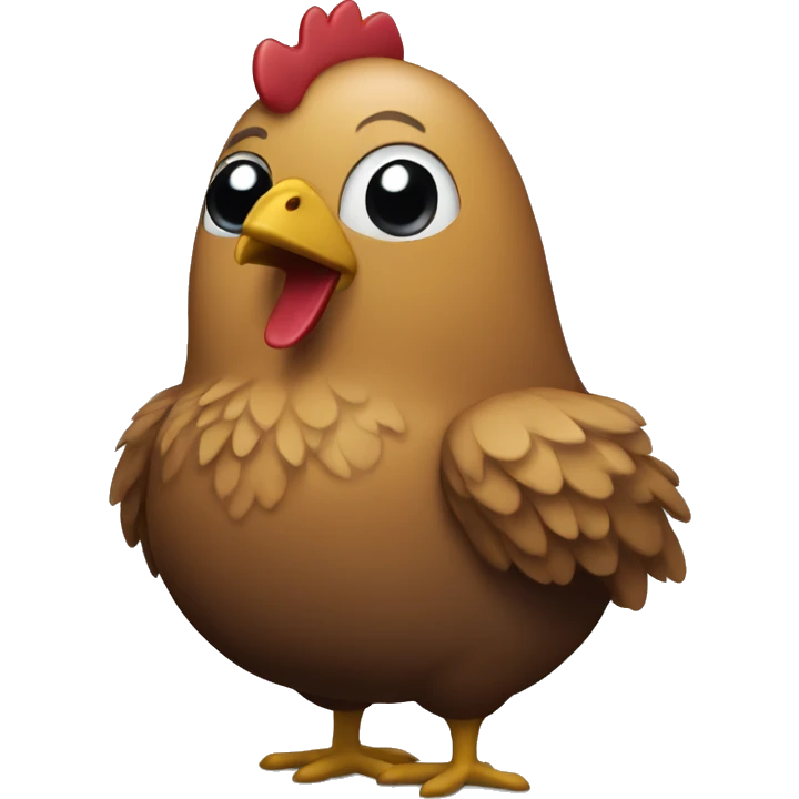 a brown chicken stands in the rain emoji