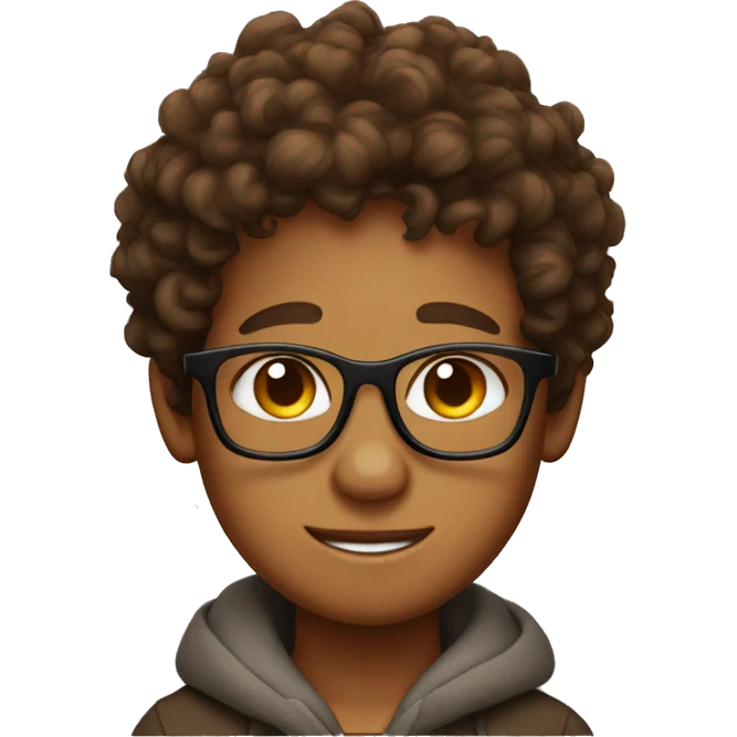 Brown haired curl boy with glasses on top of a kangaroo emoji