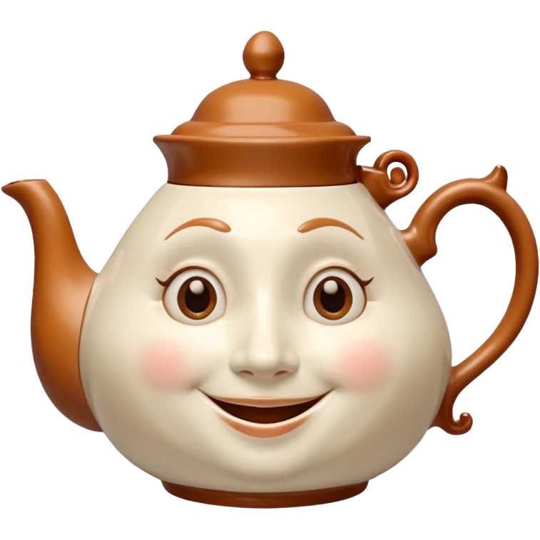 A character from the fairy tale Beauty and the Beast: Mrs. Potts, the lady who was turned into a teapot. She retains the teapot's original form, with an anthropomorphic face on the teapot. emoji