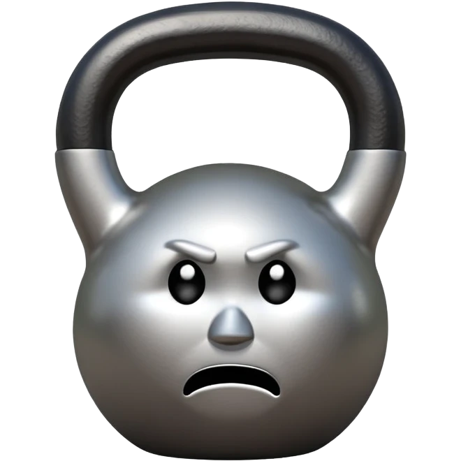 kettlebell with a sad face emoji